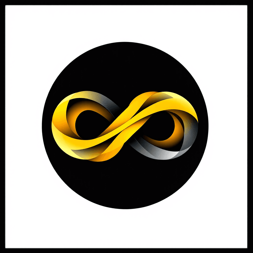 AI generated: "Design an abstract logo using a series of overlapping geometric shapes that form a fluid infinity s...