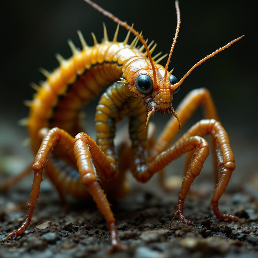AI generated: Create one single hybrid creature, combining all the characteristics of a bobbit worm and mantis. Fu...
