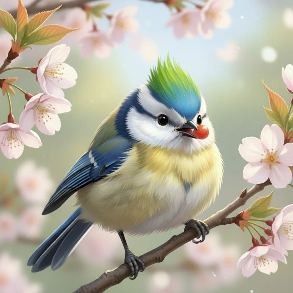 AI generated: haz que el pajaro tenga una cresta verde