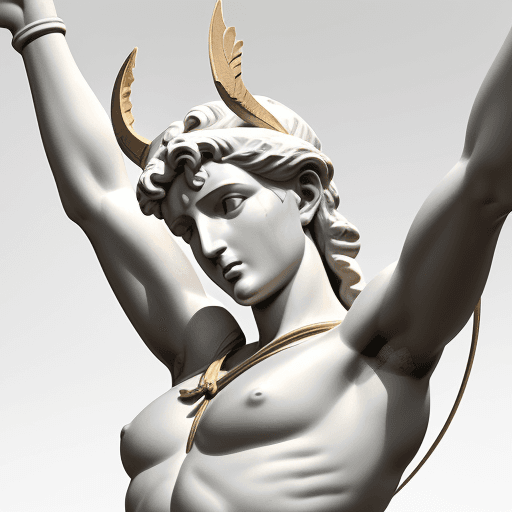 AI generated: greek sculpture,sculpture of a sagittarius, close up, grey background --ar 71:129 --stylize 750 --v ...