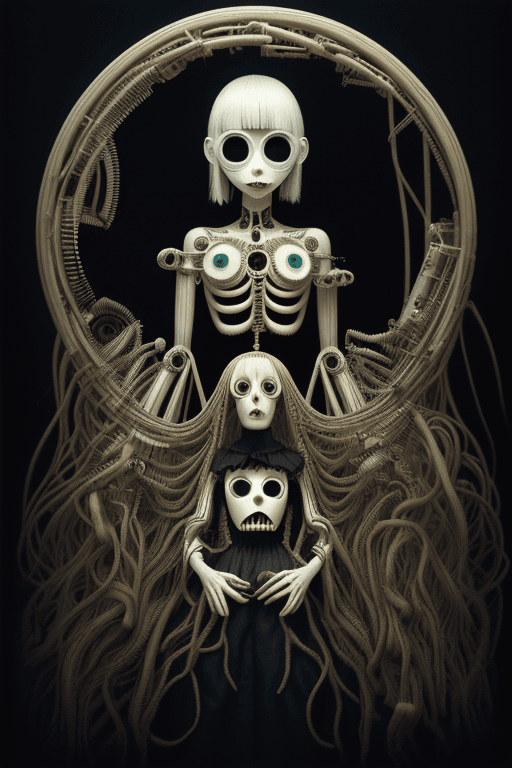 AI generated: photo by nicole harper for billboard magazine, in the style of surrealist automatons, mori kei, phot...