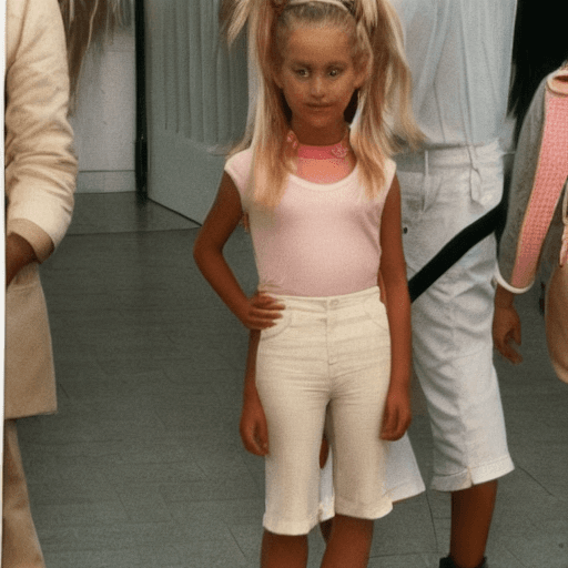 AI generated: Beautiful blonde girl in 1985 wearing side ponytail standing in the mall — s 1000 — weird 1000