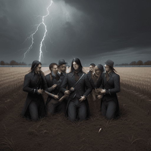 AI generated: The storm is raging in the fields, And in the meadows bodies burn, Forsaken widows laugh in tears Th...