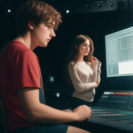 AI generated: girl and guy in the studio