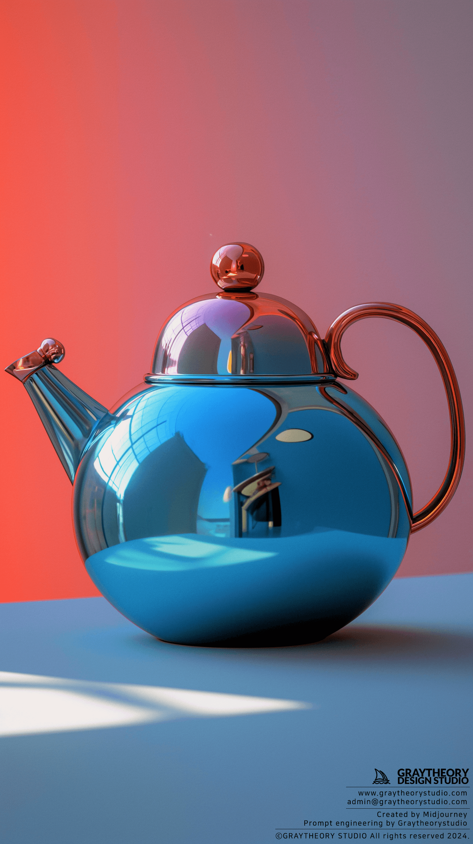 AI generated: Alessi Kettle with a bird whistle, Sony A7R IV, Zeiss Batis 85mm f/1.8 lens, Showcase the kettle's r...