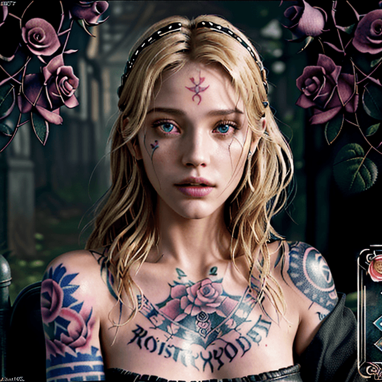 AI generated: Tarot card, Close up face shot of a beautiful woman looking at the camera, (((card title surrounded ...