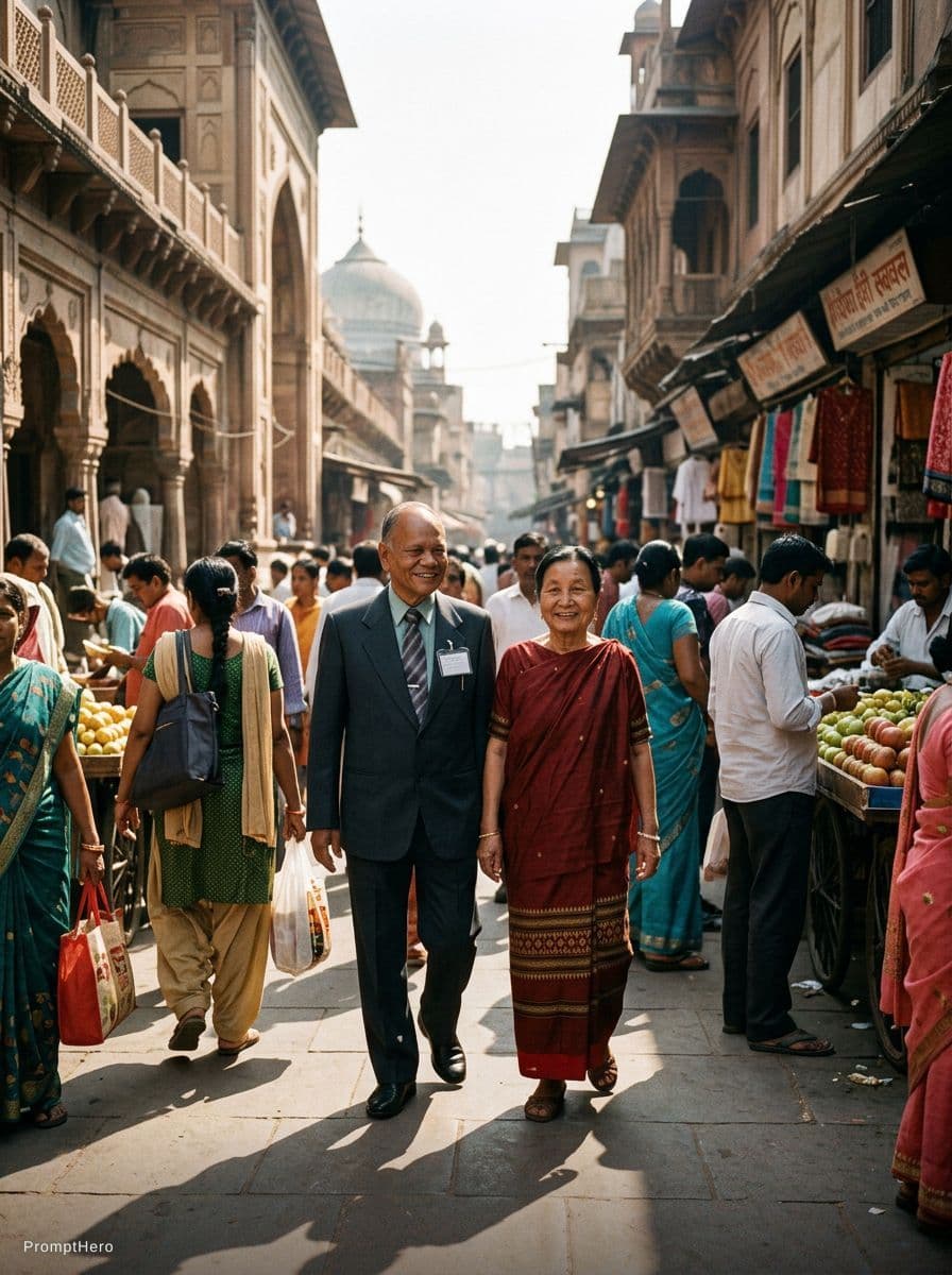 AI generated: The background is in Delhi, Agra with people surrounded in ultra realistic hyper realistic photo rea...