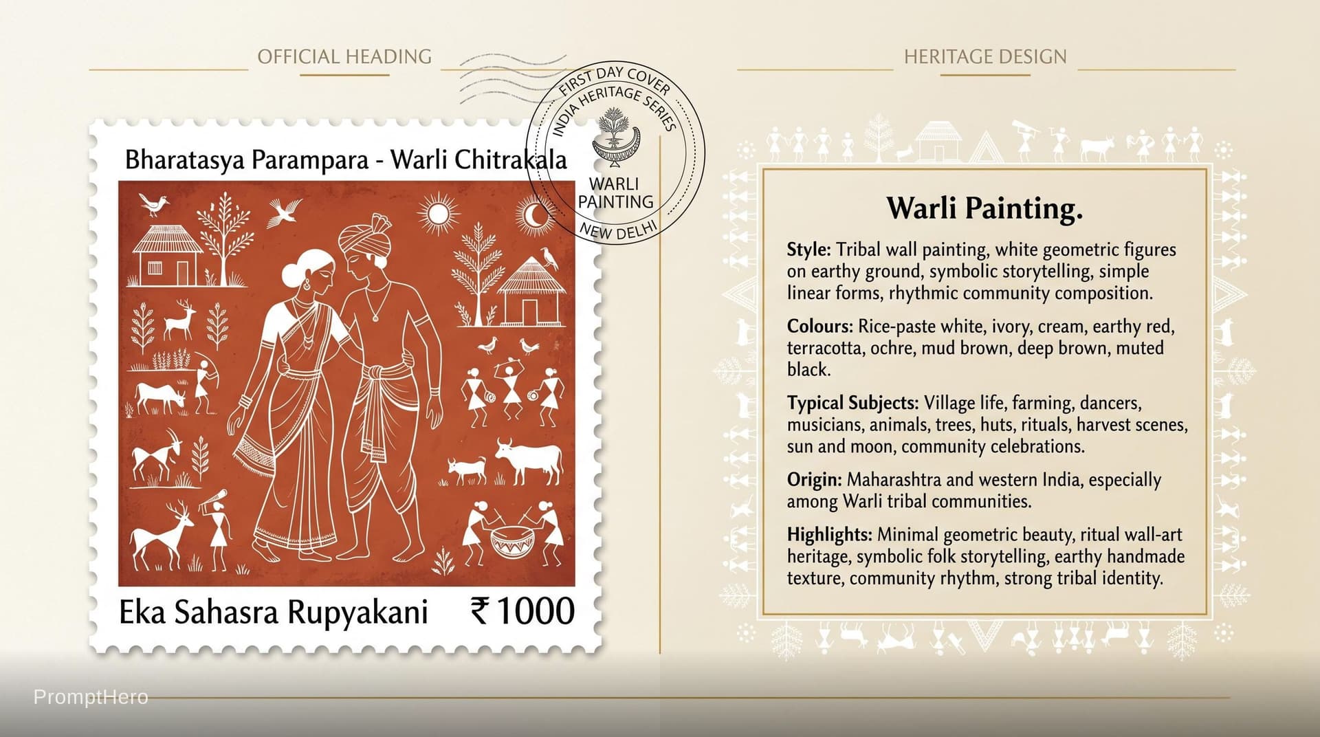 AI generated: Create a 16:9, 4K premium commemorative First Day Cover envelope inspired by India Post heritage des...