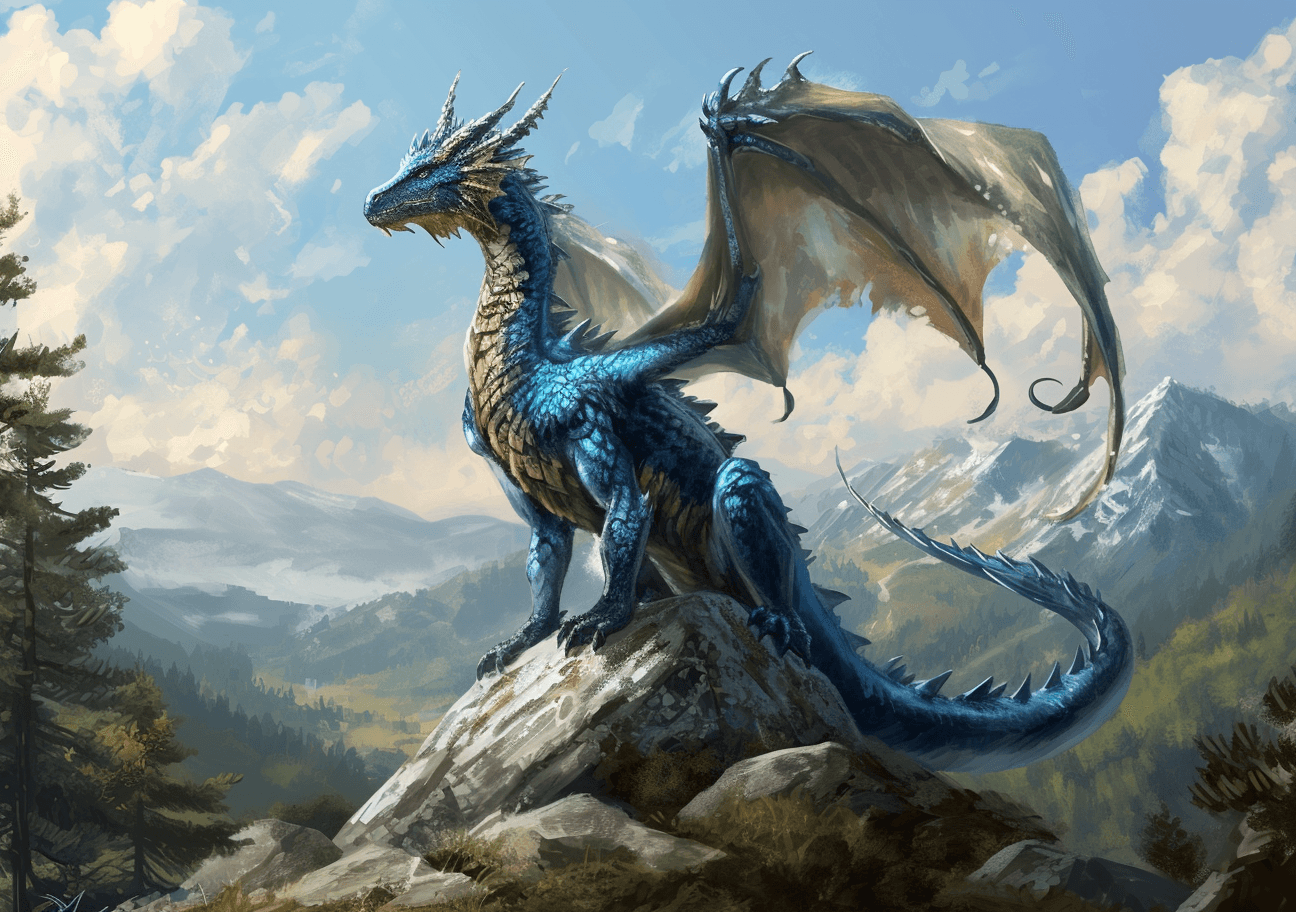 AI generated: blue dragon wallpaper at skyshutter, in the style of speedpainting, terragen, commission for, realis...