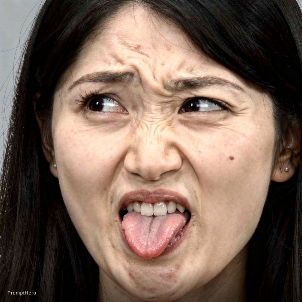 AI generated: tongue out and eyes rolled up horny face