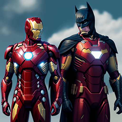 AI generated: batman se bat contre iron man dans la villa d'iron man vue mer

