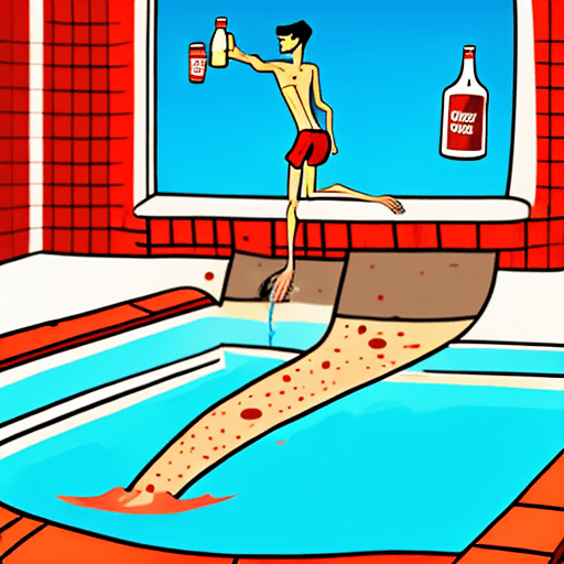 AI generated: An absurdly humorous Claude Serre-style illustration follows: a skinny, shirtless young man dressed ...