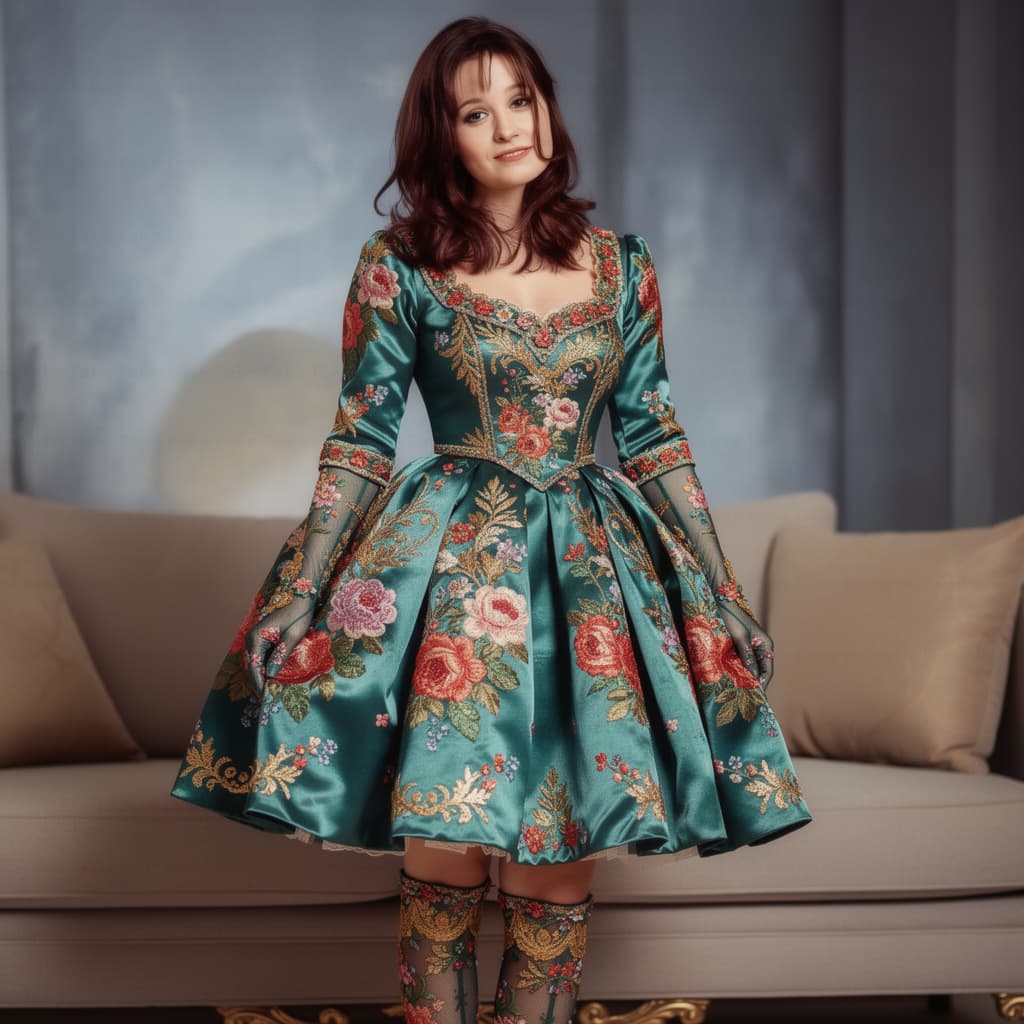 AI generated: beautiful lady ,barockstyle,latexlingerie,cut out,intricate details,colourful,flowers,very extravaga...