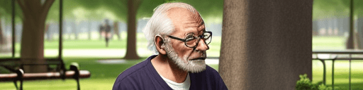 AI generated: old man at park with his 18 year old grand daughter, realistic, 4K