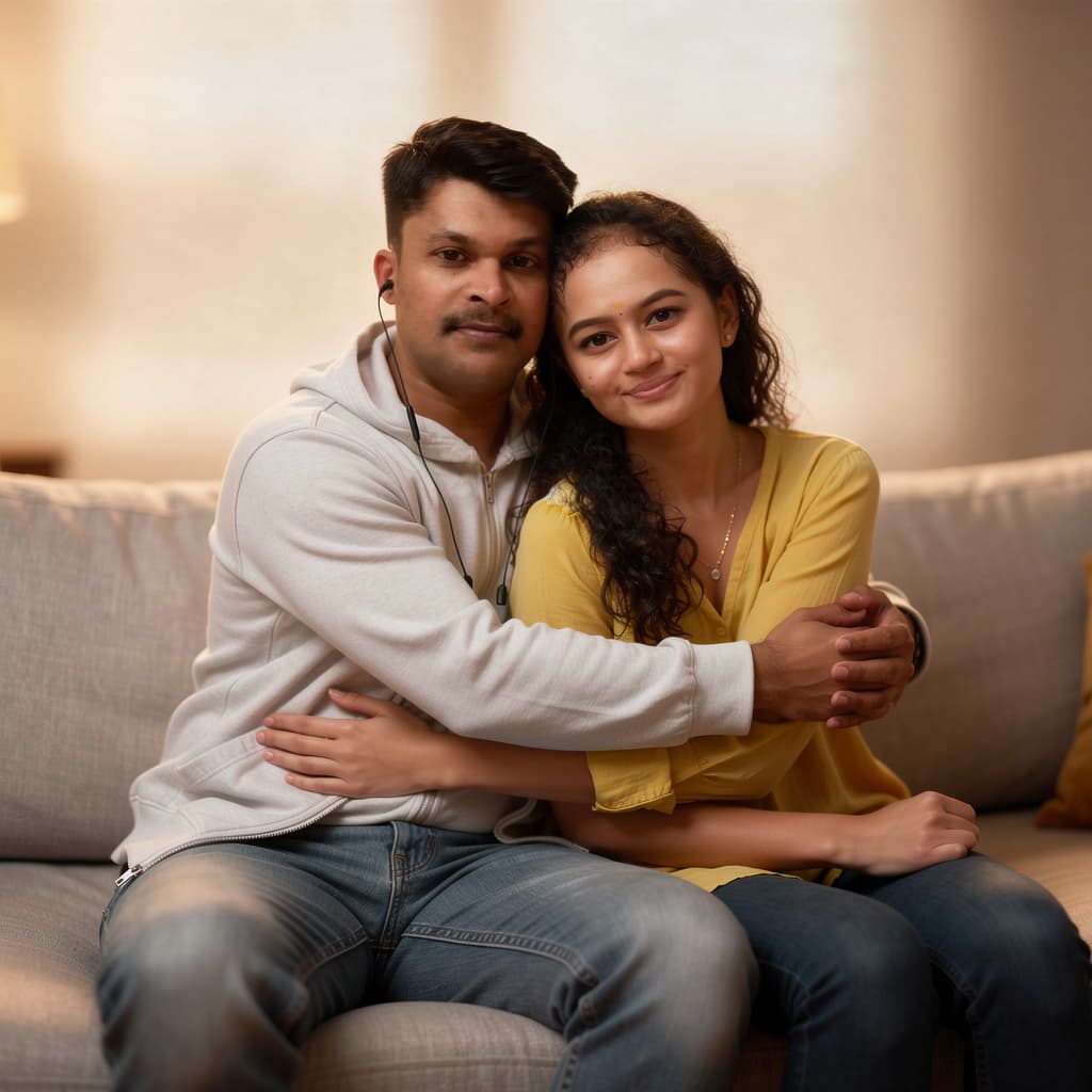 AI generated: portrait of a beautiful couples having sex in a sofa, in the style of stefan kostic, realistic, full...