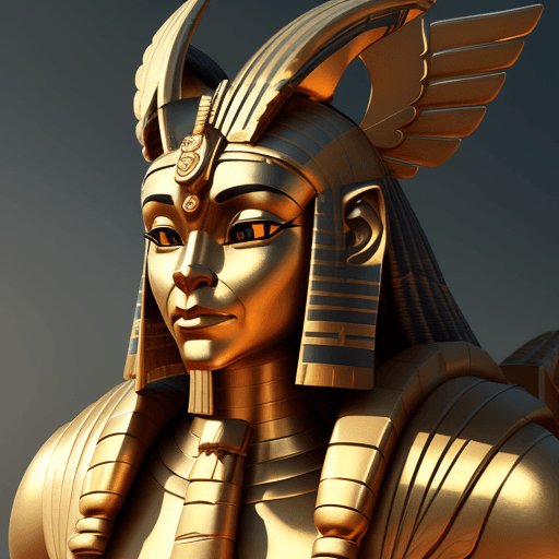 AI generated: close up Sphinx with a Muscles and Pharaonic costume, game character, concept art, 8k, unreal engine...