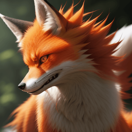 AI generated: low angle view photographic shot kurama naruto, the red nine tailed demon fox, ultrarealistic, 8k --...