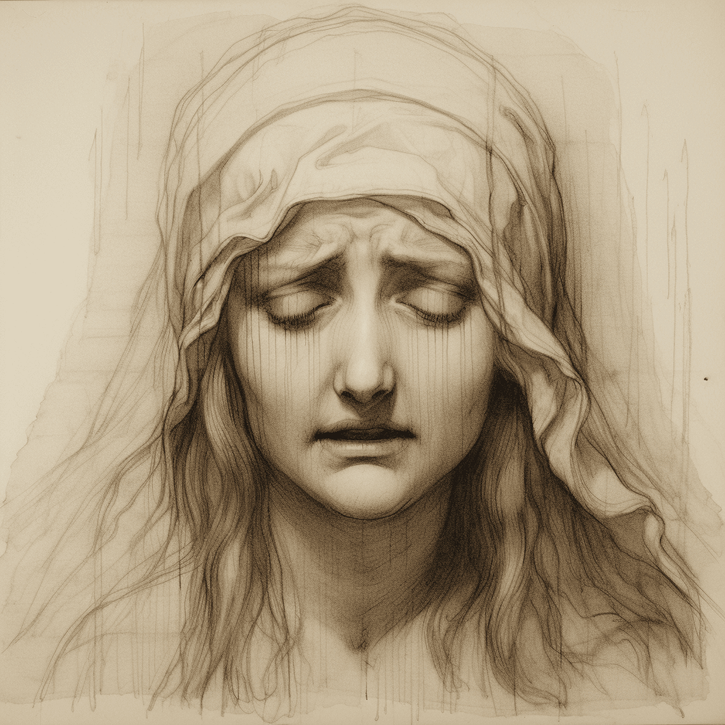 AI generated: drawing of a crying woman by Leonardo da Vinci 