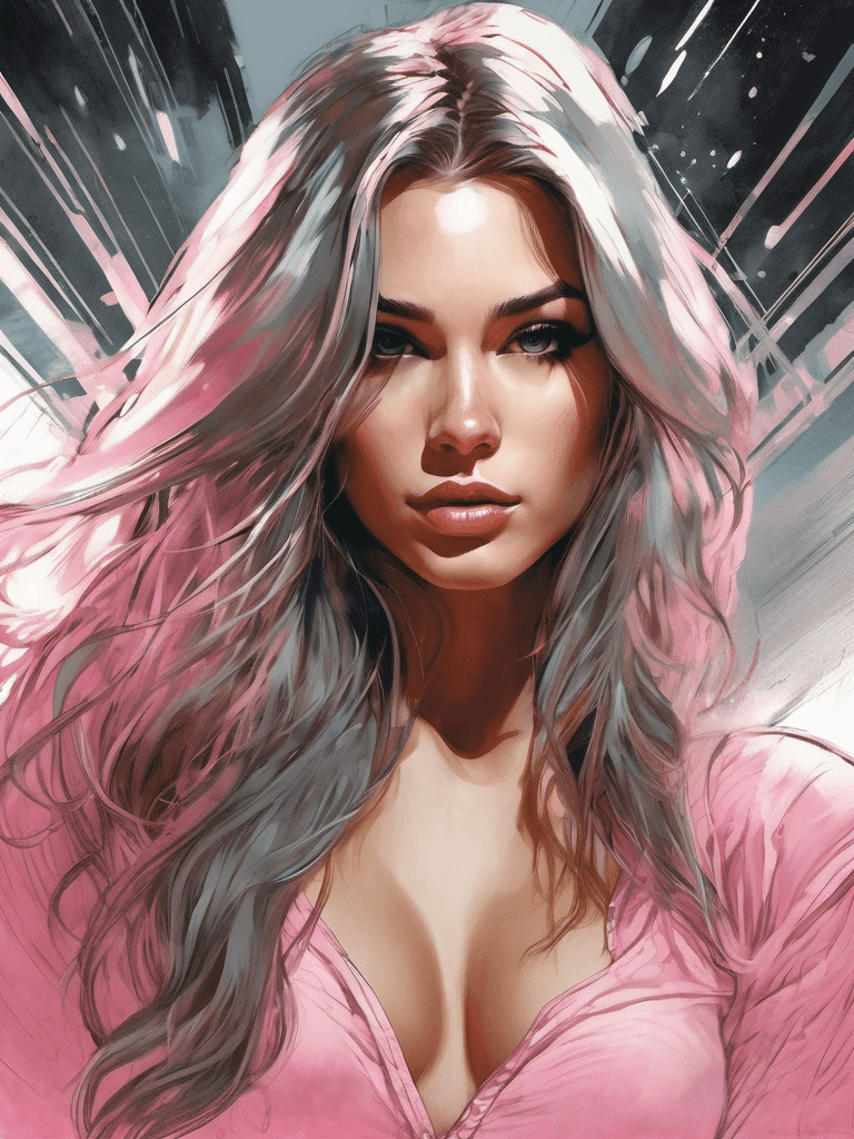 AI generated: half-body portrait of a narcissistic american girl, confident, attractive, long hair, digital painti...