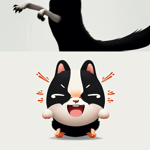 AI generated: Icons, set of icons, animal world, animals, various poses and movements, various emotions. Joy, Ange...