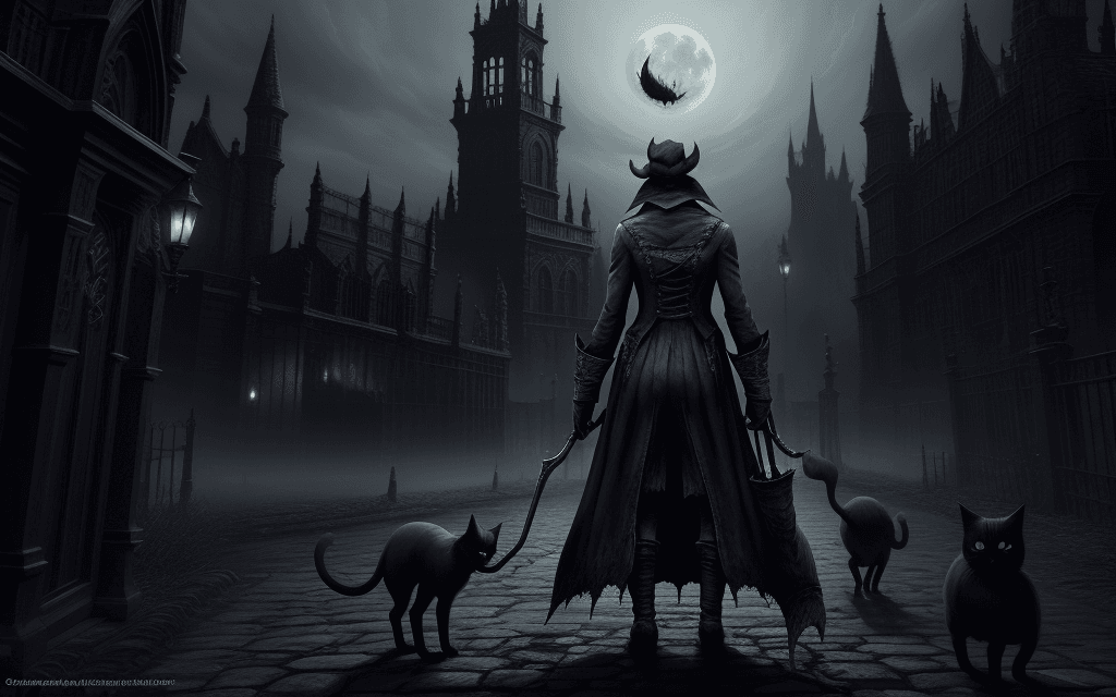 AI generated: bloodborne con gatos