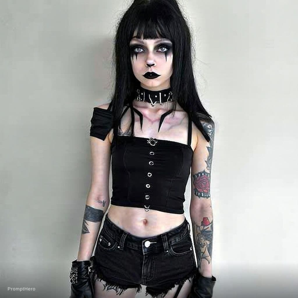 AI generated: Gothic girl,black makeup,black lingerie
