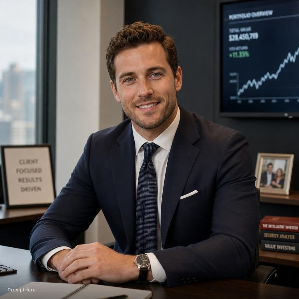 AI generated: 34 years old, attractive, wealth manager, male, white 