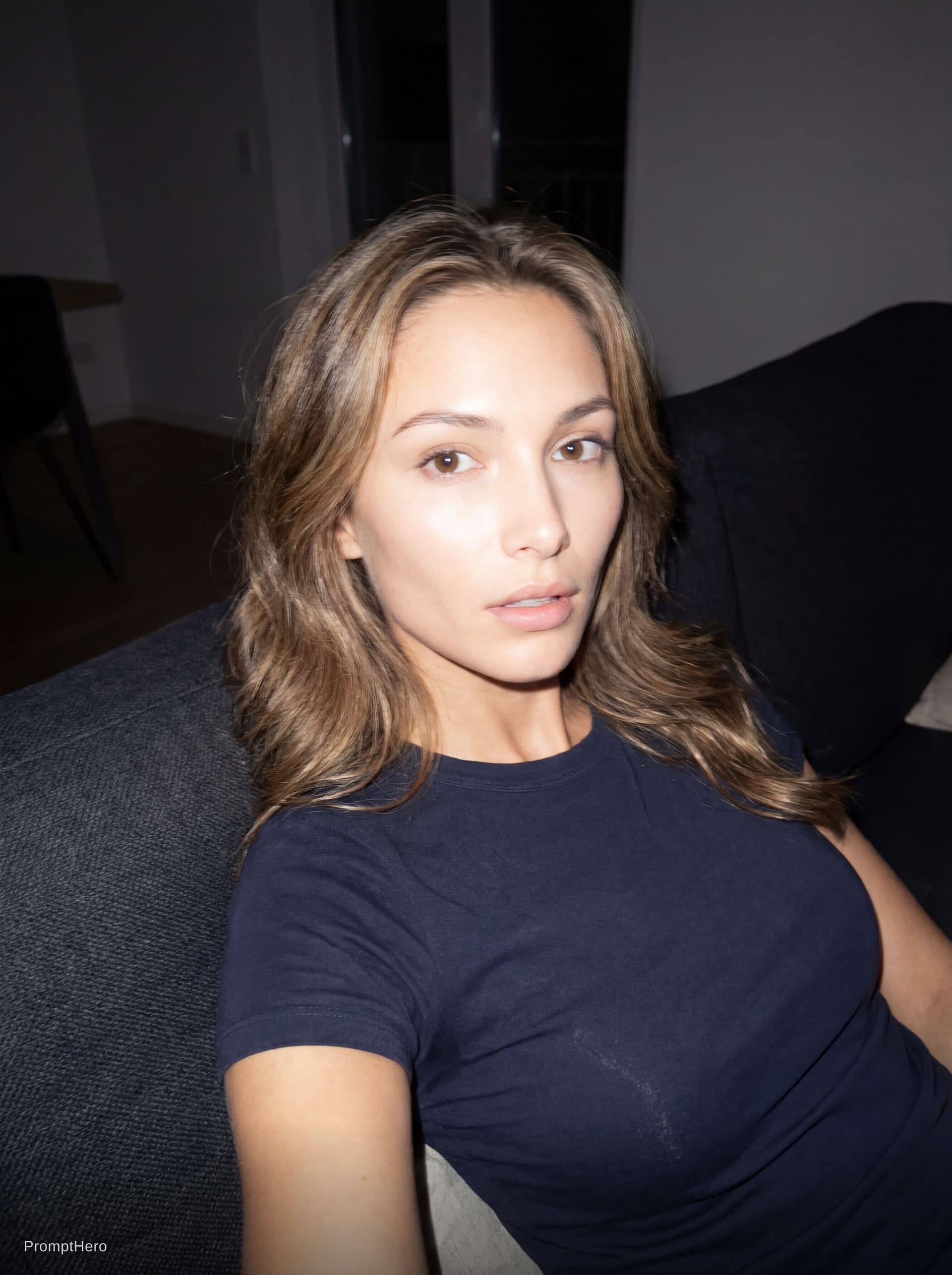 AI generated: Using the uploaded reference photo, create a standard iPhone selfie with flash. There's no clear sub...