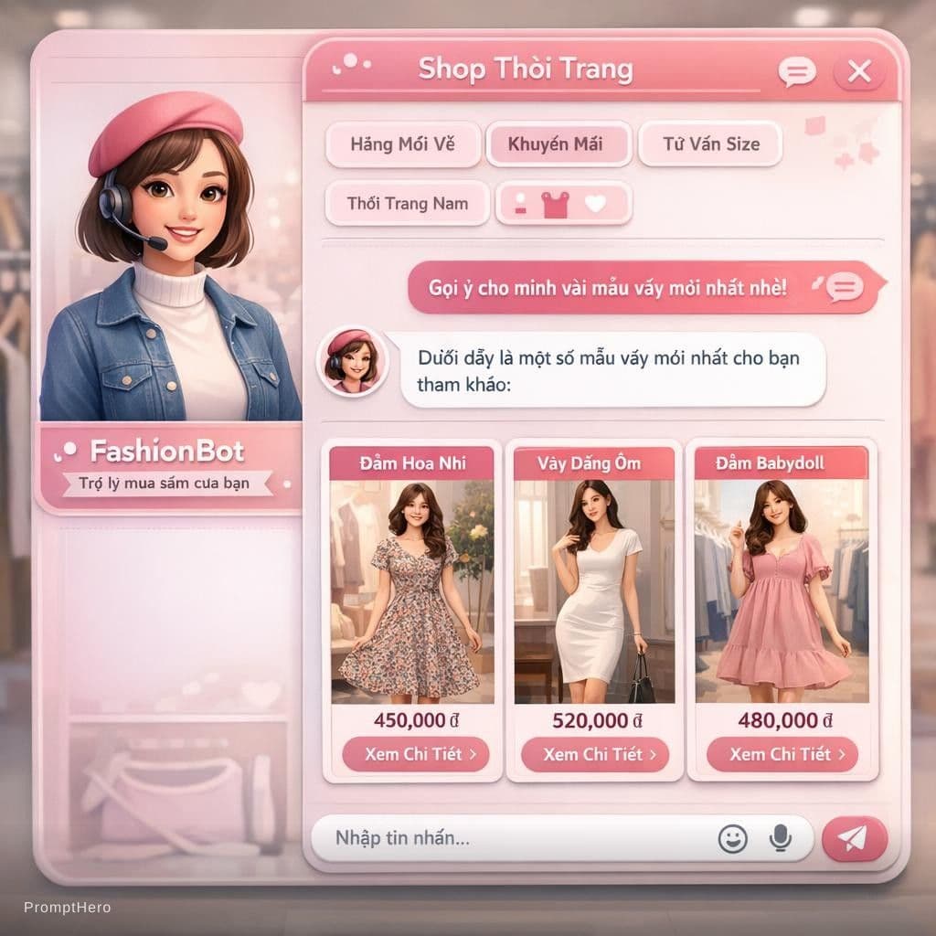 AI generated: giao diện Chatbot AI cho shop quần áo.