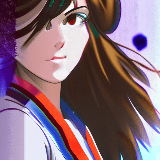 AI generated: a close up of a man in a white dress with a blue collar, portrait knights of zodiac girl, retro anim...