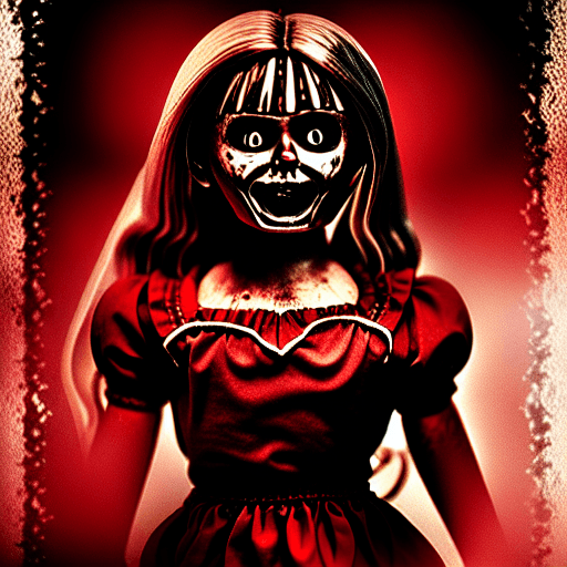 AI generated: Horror Annabelle,demon,bloody face,scary,scary