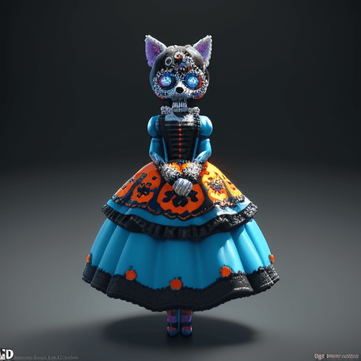 AI generated: Italian full body character, resin figurine, funko doll like wolf, dia de muertos art, dia de los mu...