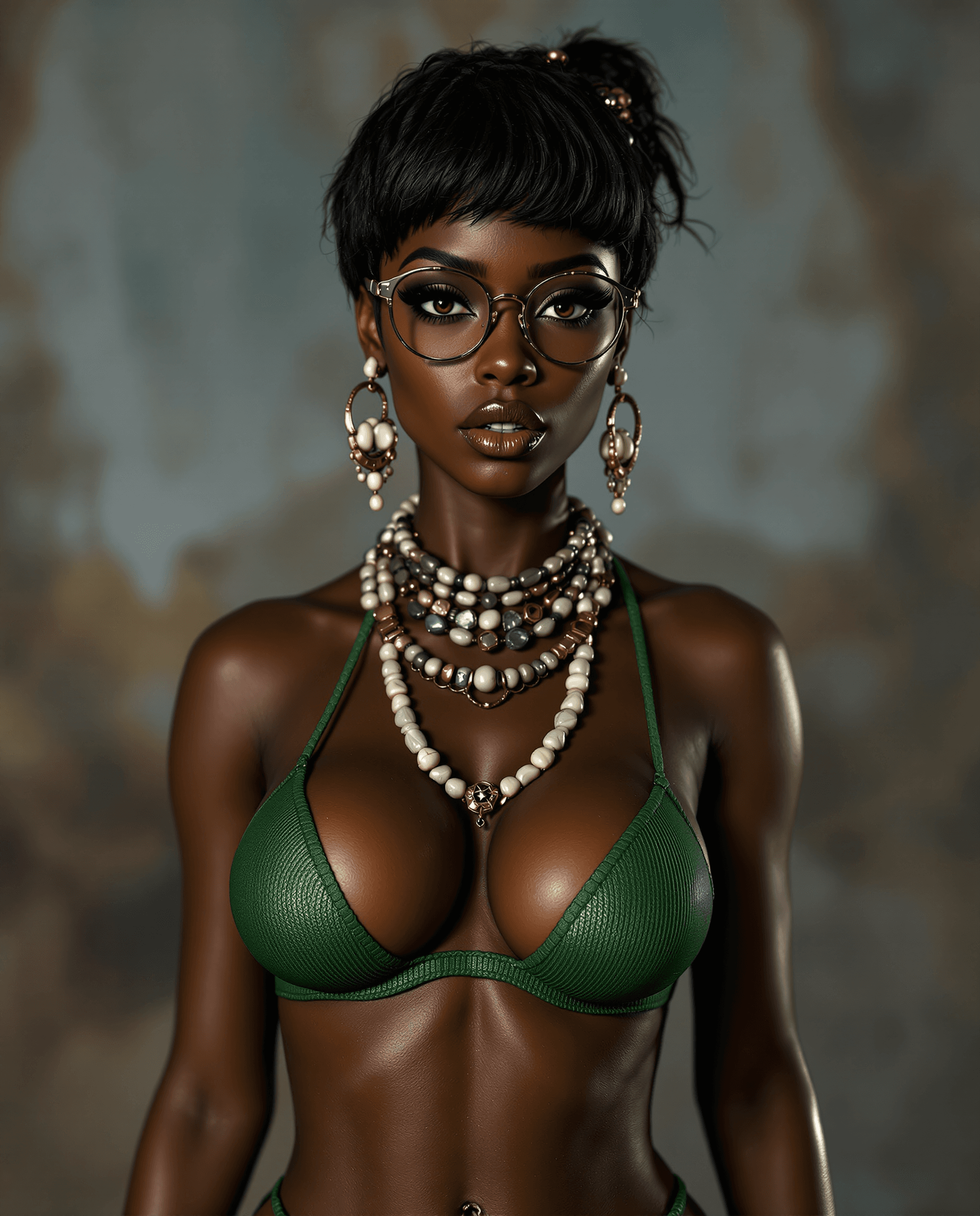 AI generated: Photo of a ultra realistic of an African looking 
 velma from scooby-doo, very sultry look, so hot g...