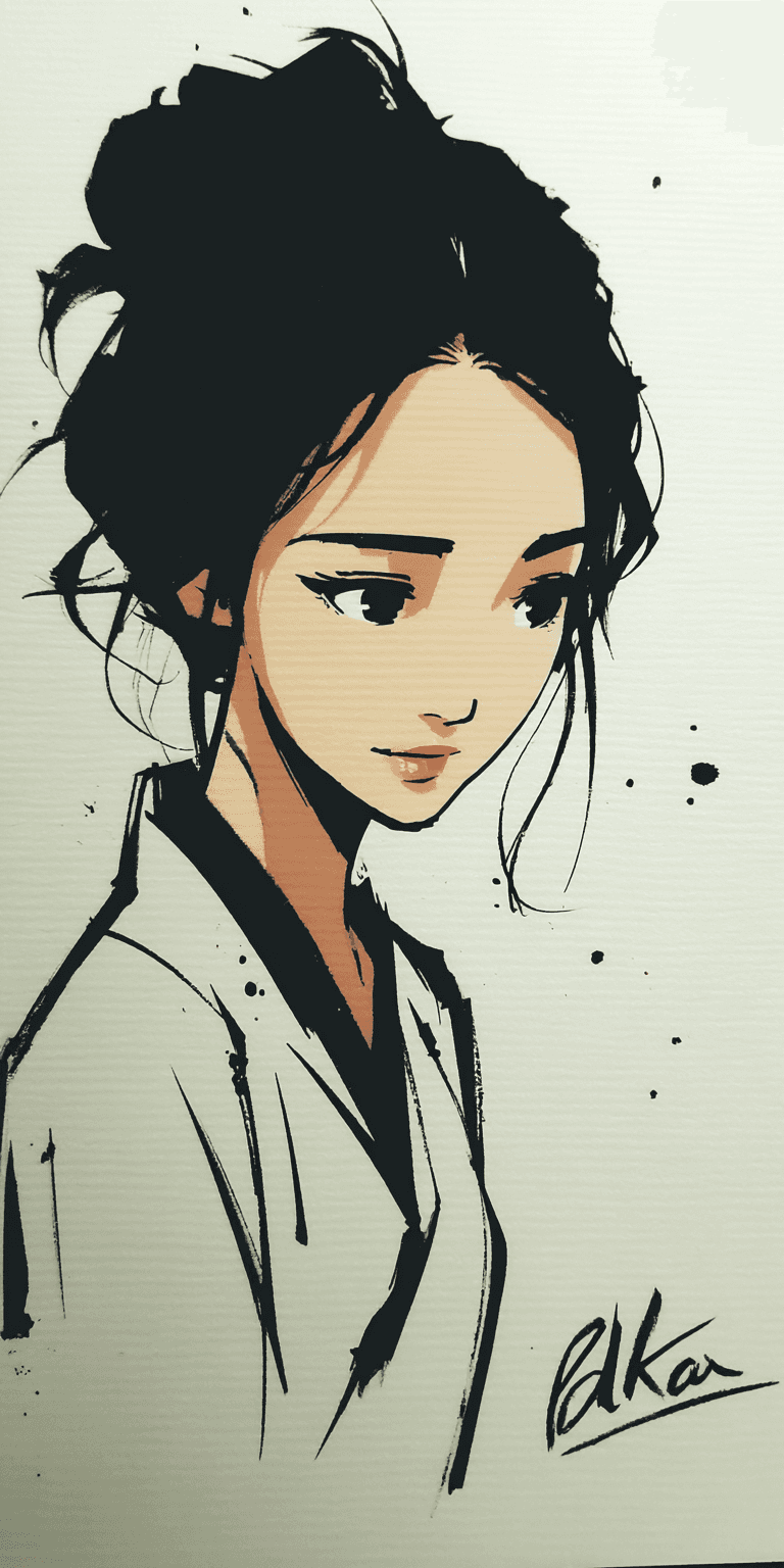 AI generated: Japanese ink portrait of a woman --chaos 75 --ar 1:2 --raw --sref 3679334888 --profile x3fq9up --sty...