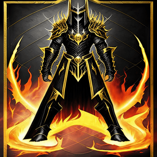 AI generated: "Lord of the Frenzied Flame", "Elden Ring", "black overlapping plate armor edged with gold", "black ...