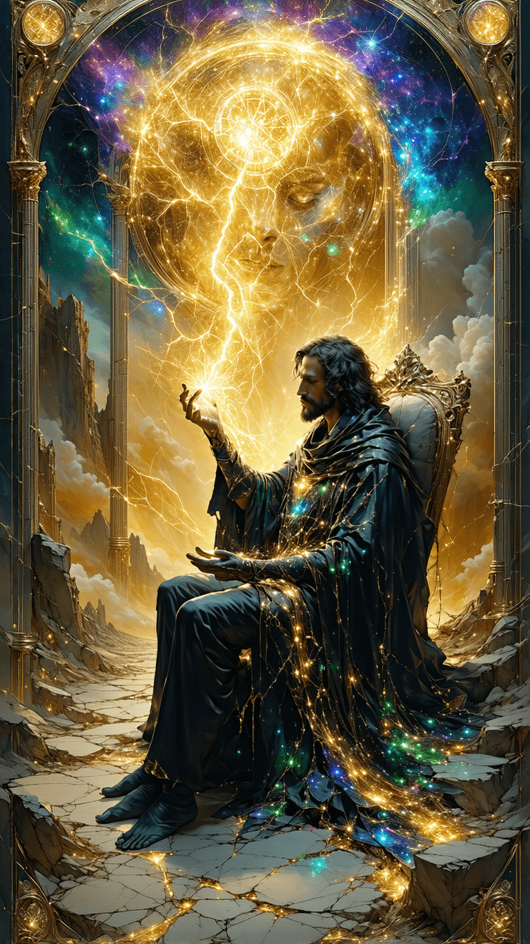 AI generated: Each Major Arcana card will feature hyper-realistic gold, opal quartz, neon hues, silver holographic...