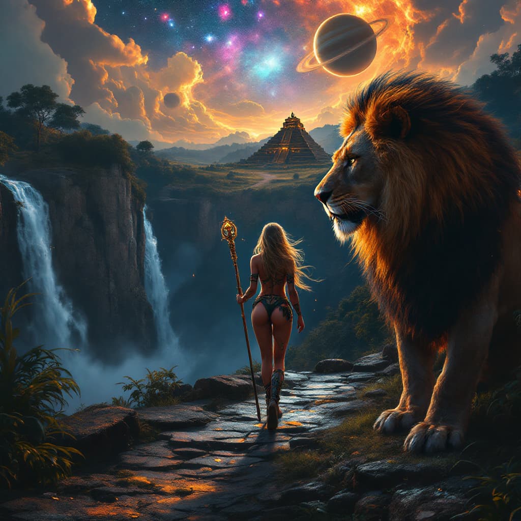 AI generated: Hyper realistic, photo realism, zoomed out full body HD Photo of beautiful, Amazon warrior queen wal...