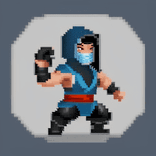 AI generated: Mortal Kombat's Subzero in cute pixel art