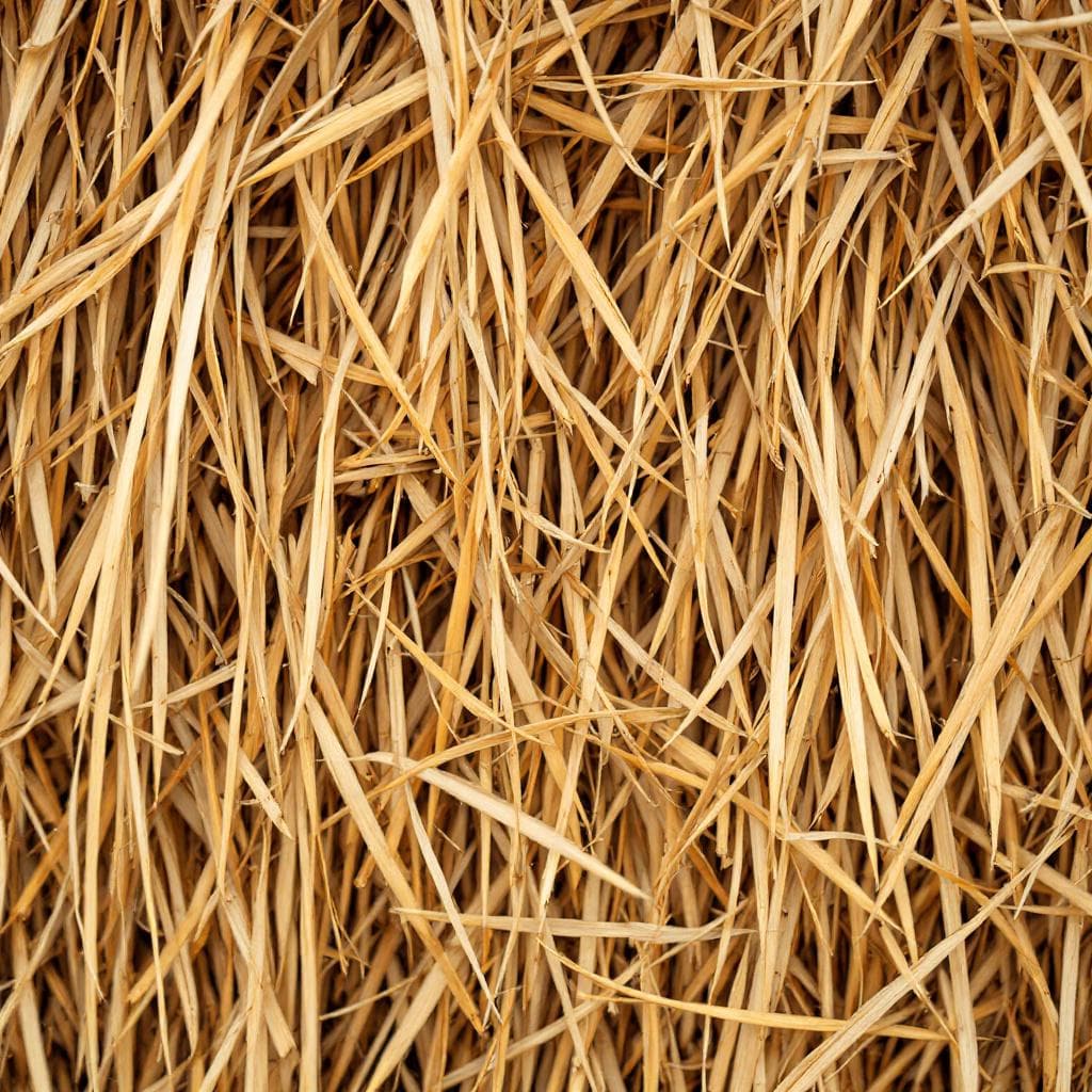 AI generated: Macro of hay bale texture, dry and rustic, soft golden tones – background for country-themed events