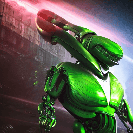 AI generated: high resolution photography of an alien, Character Design, robotic, full body, green, futuristic, hi...