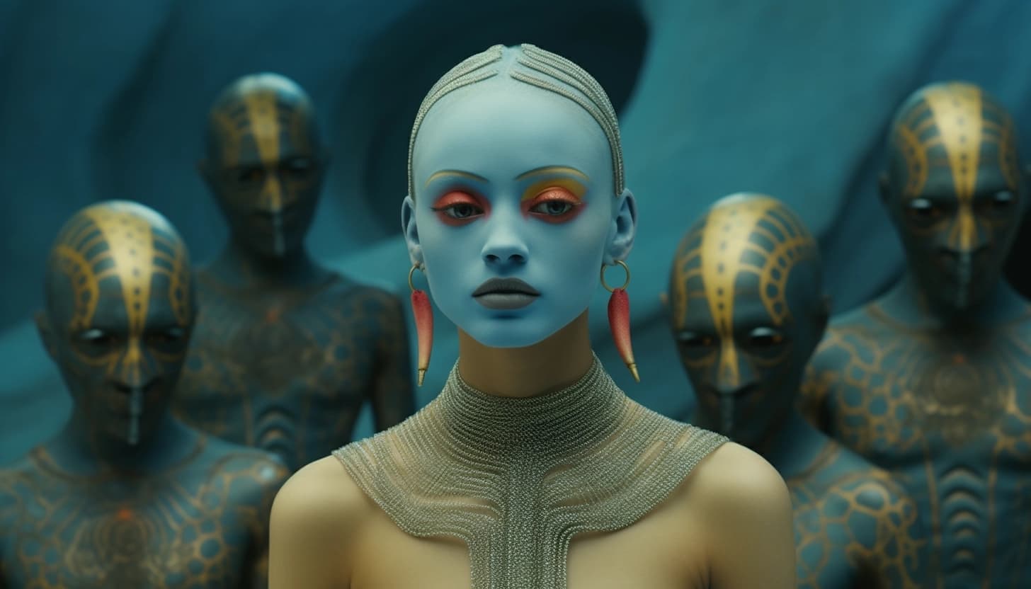 AI generated: 
Fantastic planet, Award - winning, full body portrait photograph shot with Kodak Portra 800, a Has...