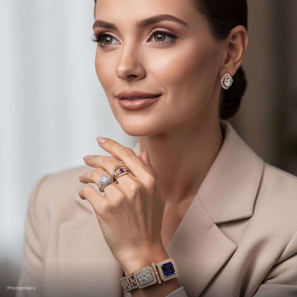 AI generated: 💍 Universal Jewelry Rendering Prompt – Cinematic Campaign Version (Model + Jewelry Focus)
Create a ...