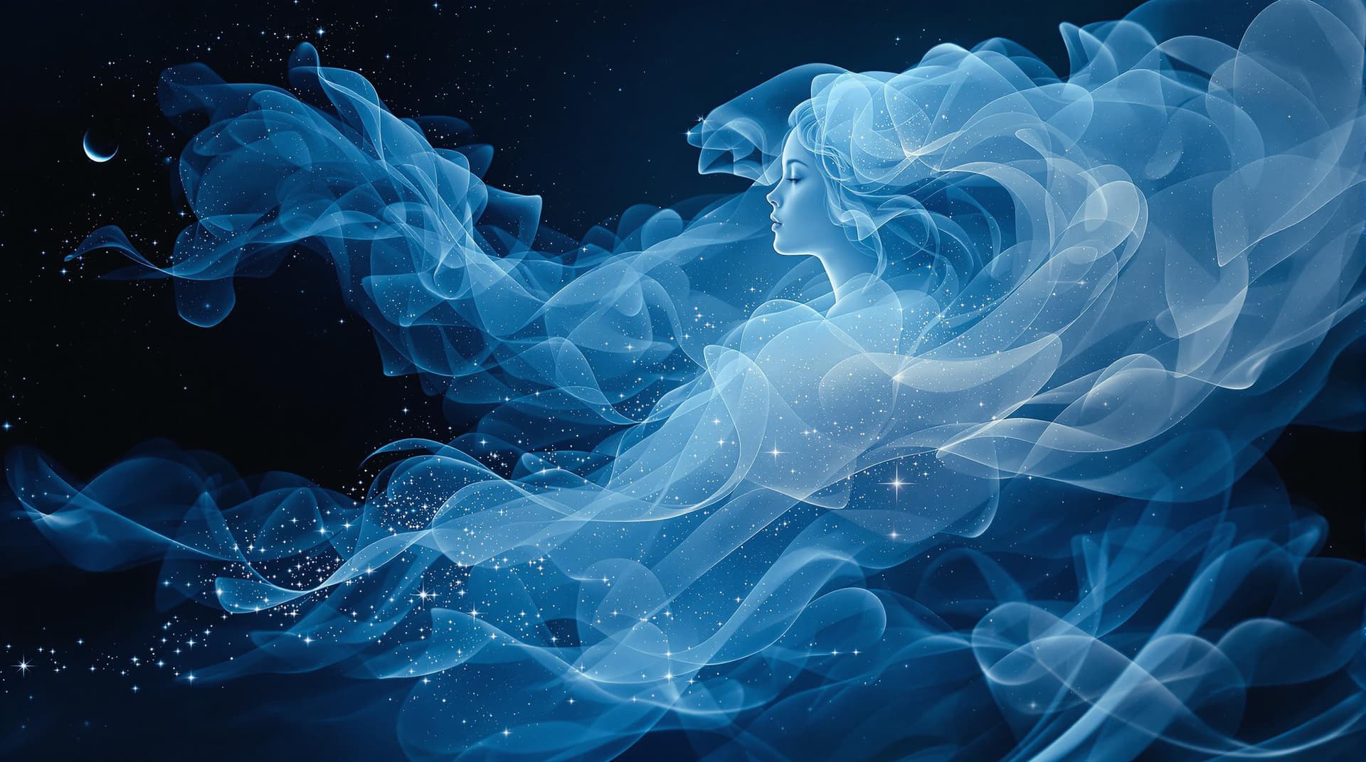 AI generated: surreal semi realistic landscape photograph, cool blue light to dark gradients, muted soft tones, da...