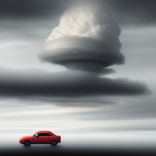 AI generated: a car float in the cloud.