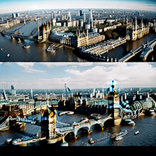 AI generated: comicbook style. birds-eye view of London in the year 1690