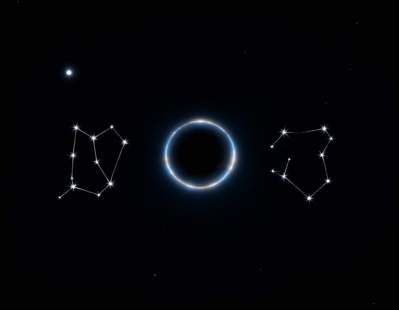 AI generated: Turn this symbol into a star constellation. Near a distant star.
