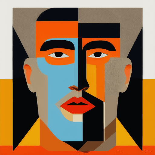AI generated: *"A modernist abstract male face composition inspired by the cubist style, with geometric shapes in ...