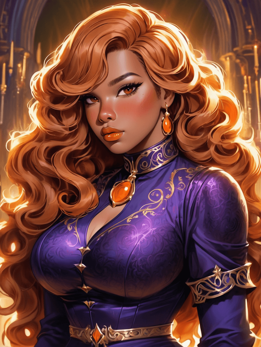 AI generated: Gothic style striking Hale (((african american:0.5)(Amber Riley:0.5)):1.5) Duchess, Short, Upward-Sl...