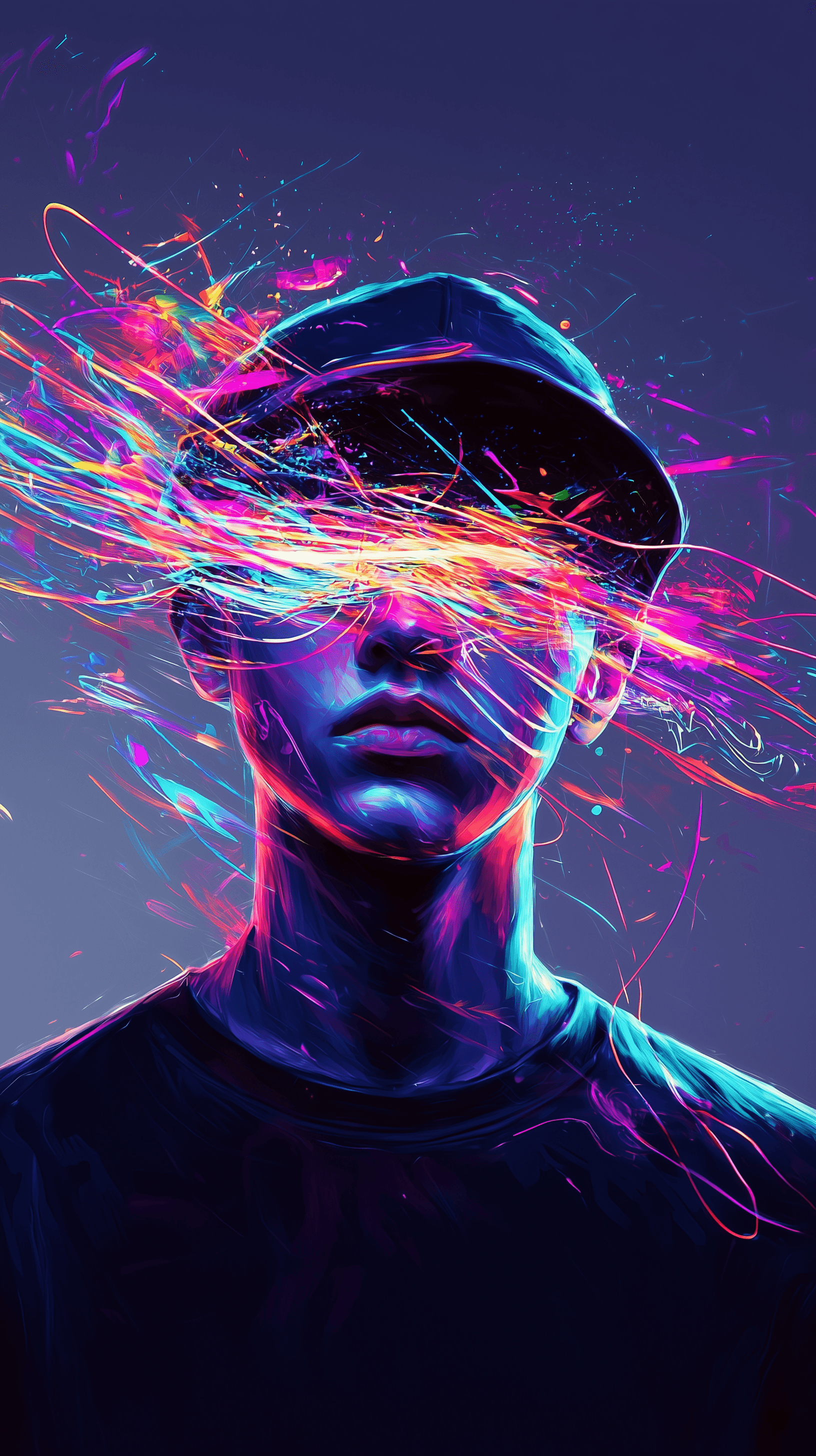 AI generated: contemporary digital art, close-up portrait of male figure, digital illustration, straight-on view, ...