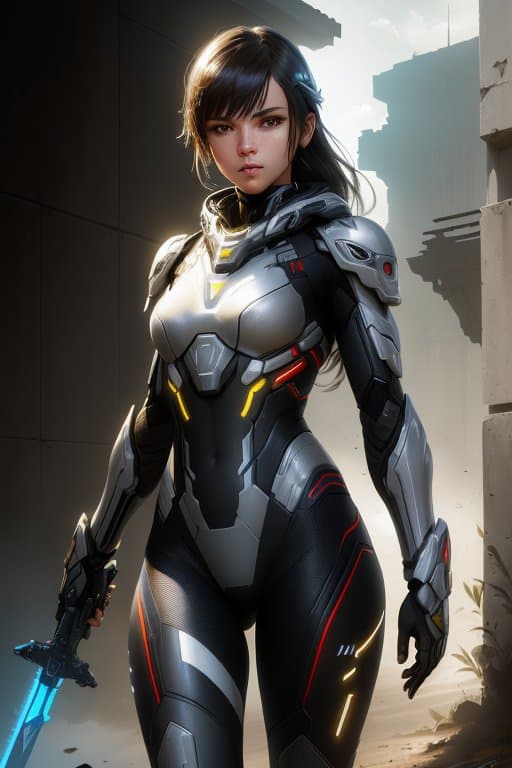 AI generated: (art by Richard Anderson:1.1), a female nano soldier, sharper details, realistic, high details, crys...